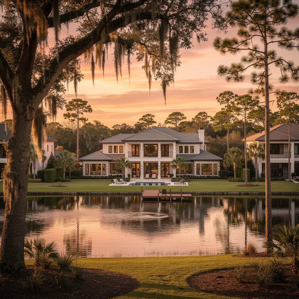 Suntree golf course community homes and lakefront residential scenery