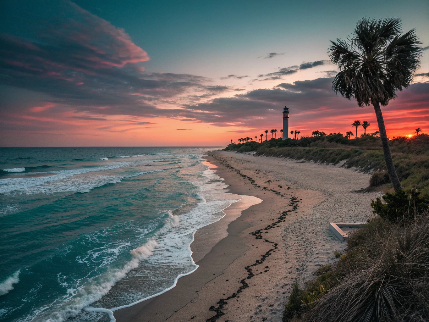 Panoramic coastal view of Melbourne, Florida along the Indian River Lagoon and Space Coast shoreline